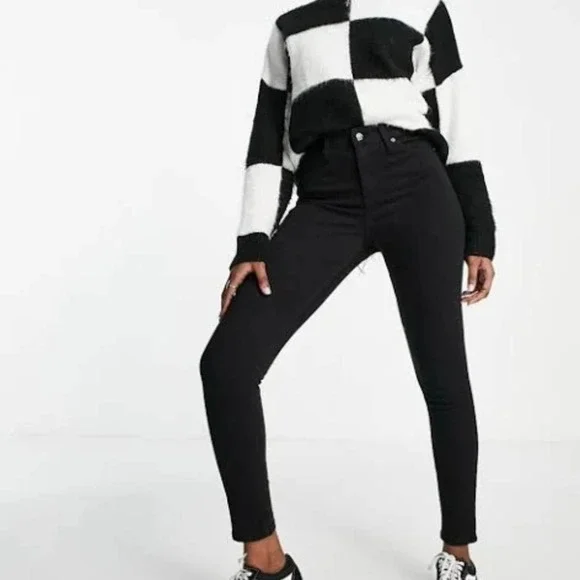 TOPSHOP Moto Jamie Petite High Waist Black Jeans W34L30 - Picture 2 of 12